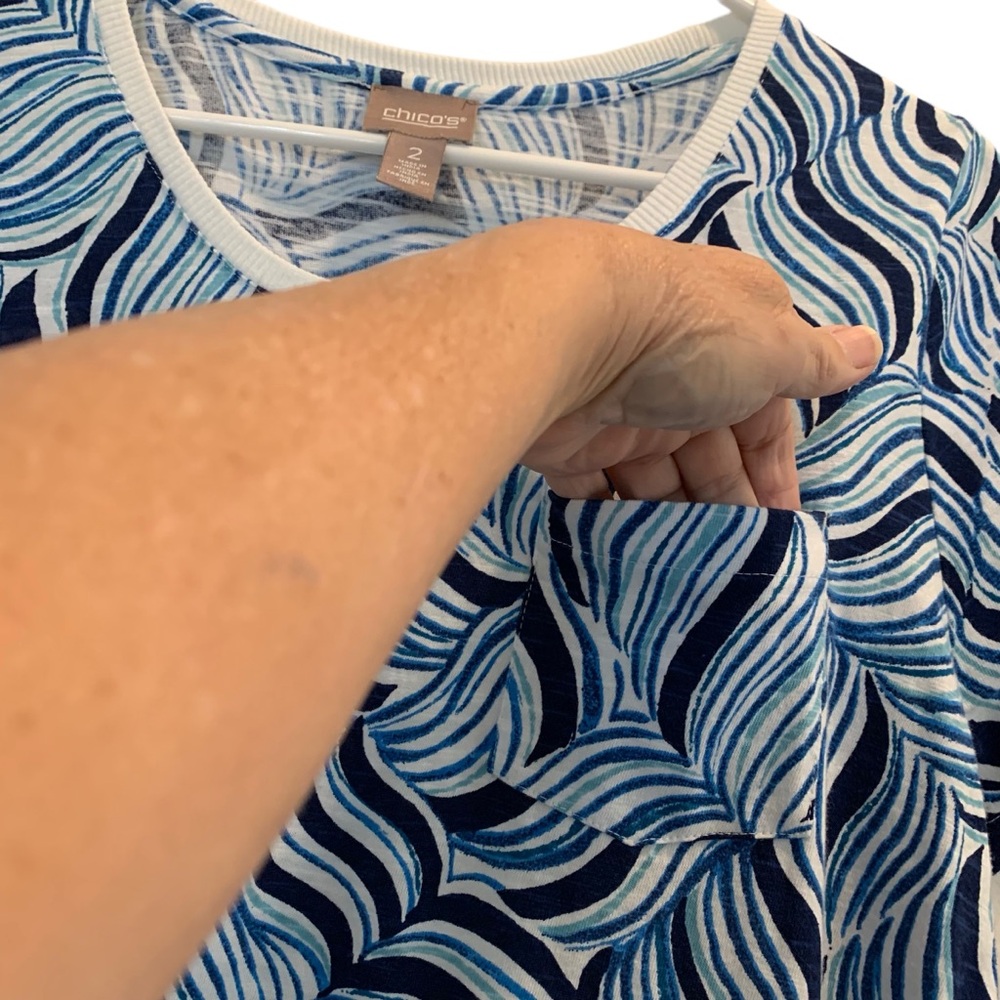 Chico’s Blue Cotton Short Sleeve T-Shirt Size Large - Picture 6 of 15